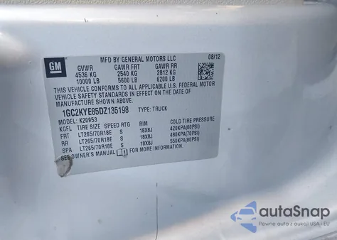 2013 Chevrolet Silverado 2500Hd Ltz z USA, uszkodzony, nr VIN 1GC2KYE85DZ135198